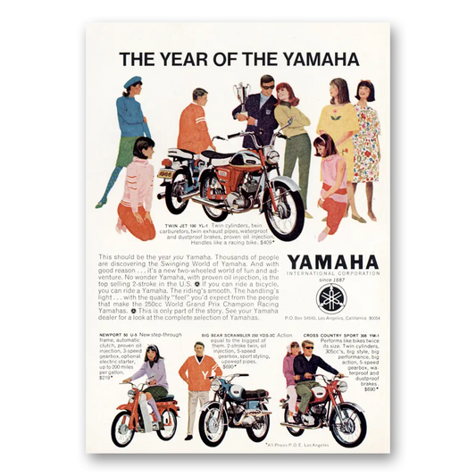 1966 Yamaha Motorcycles Year of the Yamaha Vintage Magazine Print Ad