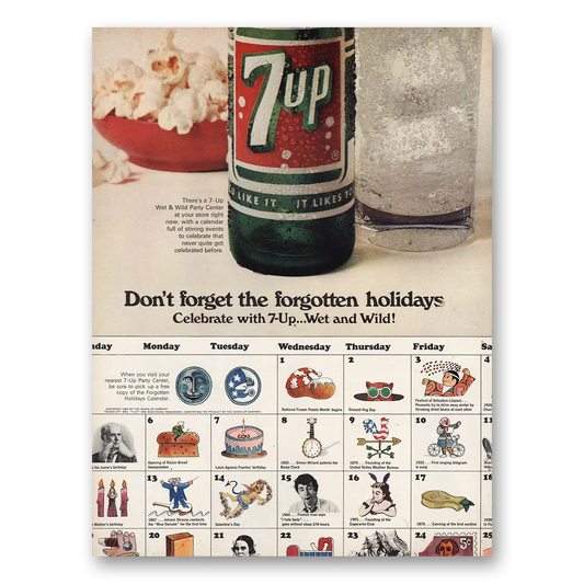 1967 7Up Don’t Forget Forgotten Holidays Vintage Magazine Print Ad