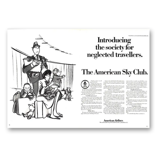 1967 American Airlines Society for Neglected Travelers Sky Club Vintage Magazine Print Ad