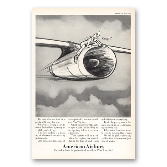 1967 American Airlines Cough Vintage Magazine Print Ad