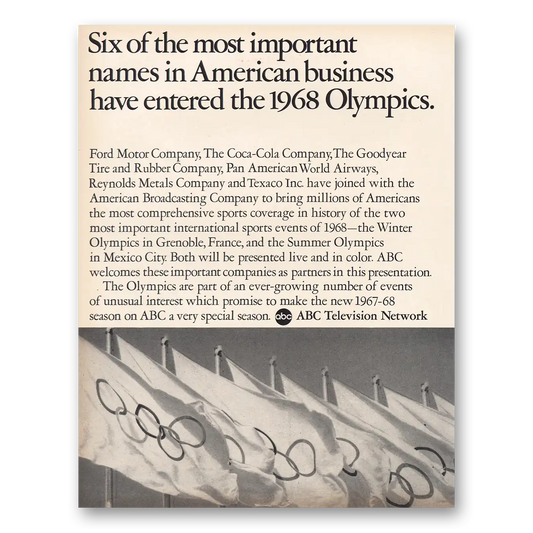 1967 ABC American Broadcasting 1968 Olympics Vintage Magazine Print Ad