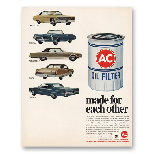 1967 AC Spark Plugs Made for Each Other Vintage Magazine Print Ad