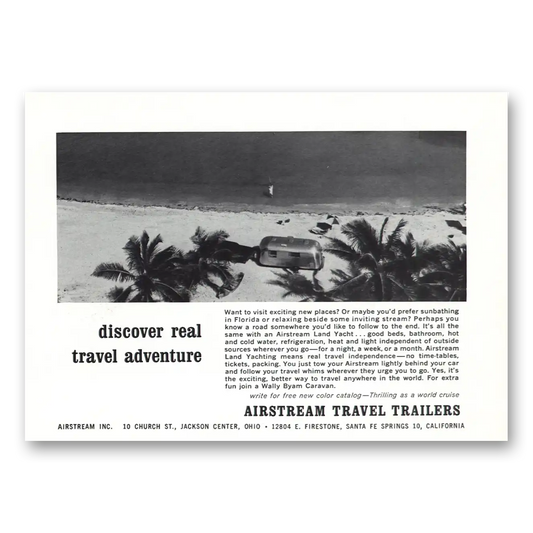 1967 Airstream Trailers Beach Palm Trees Vintage Magazine Print Ad