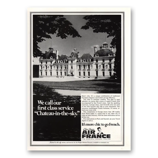 1967 Air France Chateau In the Sky Vintage Magazine Print Ad