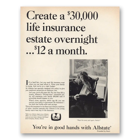 1967 Allstate Insurance Life Insurance Estate Overnight Vintage Magazine Print Ad