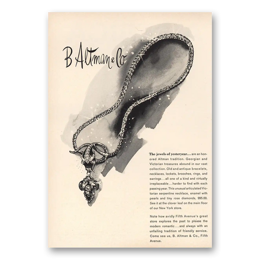 1967 B Altman Jewels of Yesteryear Vintage Magazine Print Ad