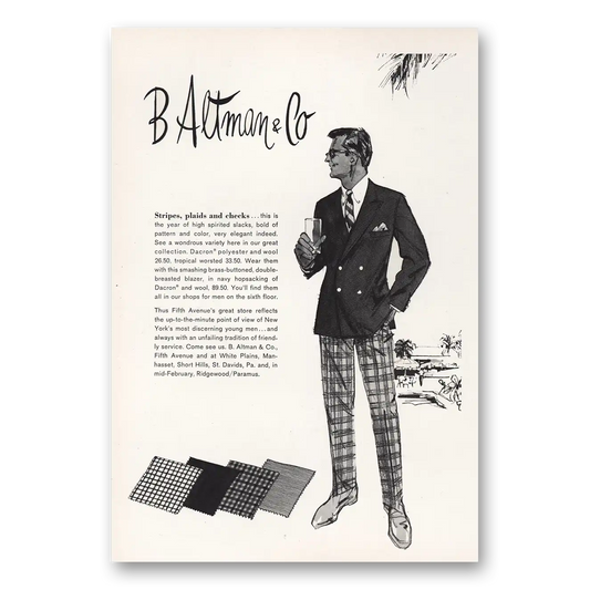 1967 B Altman Stripes Plaids Checks Vintage Magazine Print Ad