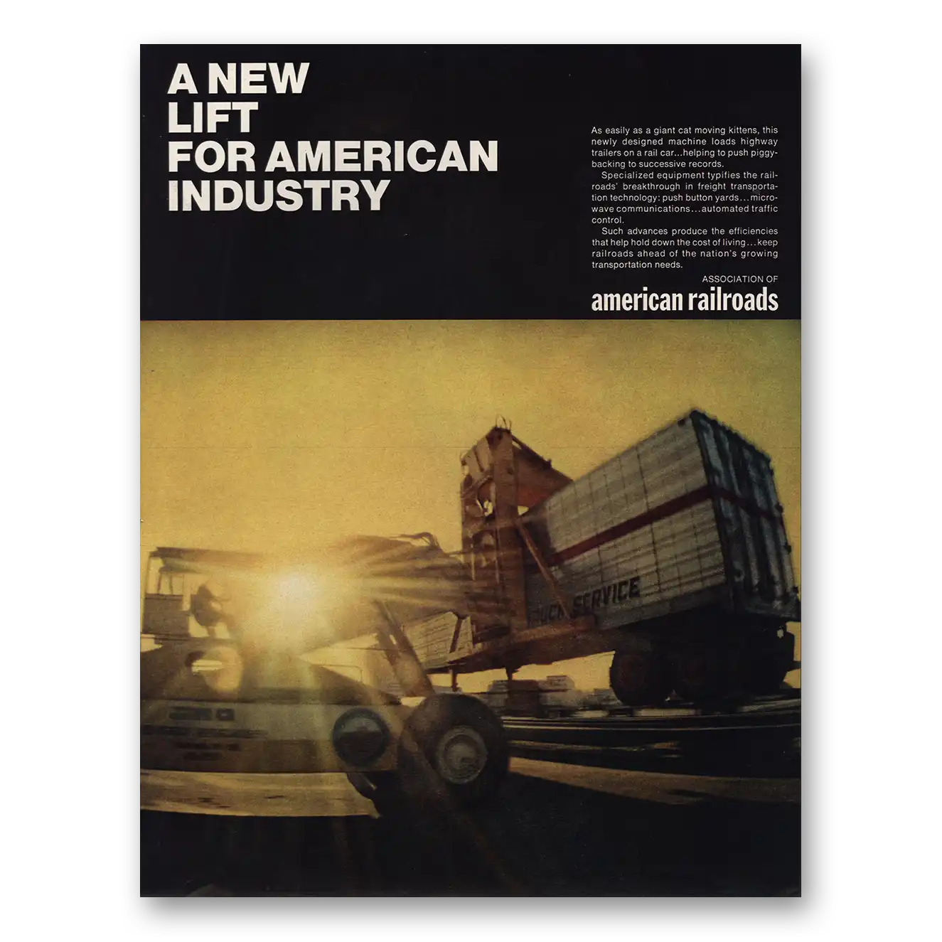 1967 Association of American Railroads New Lift for American Industry Vintage Magazine Print Ad