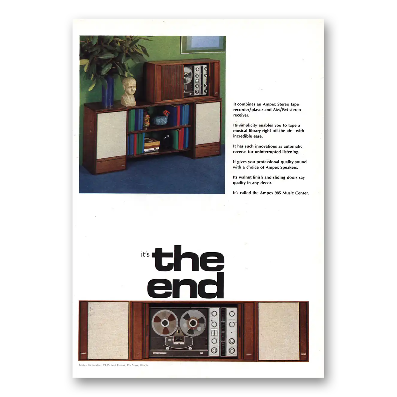 1967 Ampex The End Vintage Magazine Print Ad