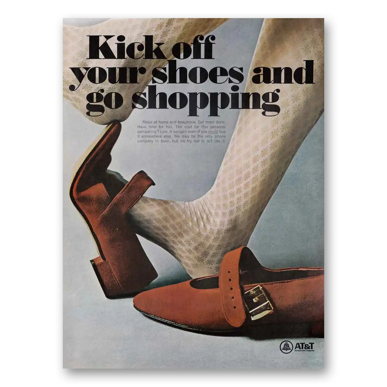 1967 AT&T Kick Off Your Shoes and Go Shopping Vintage Magazine Print Ad