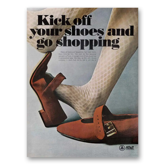 1967 AT&T Kick Off Your Shoes and Go Shopping Vintage Magazine Print Ad