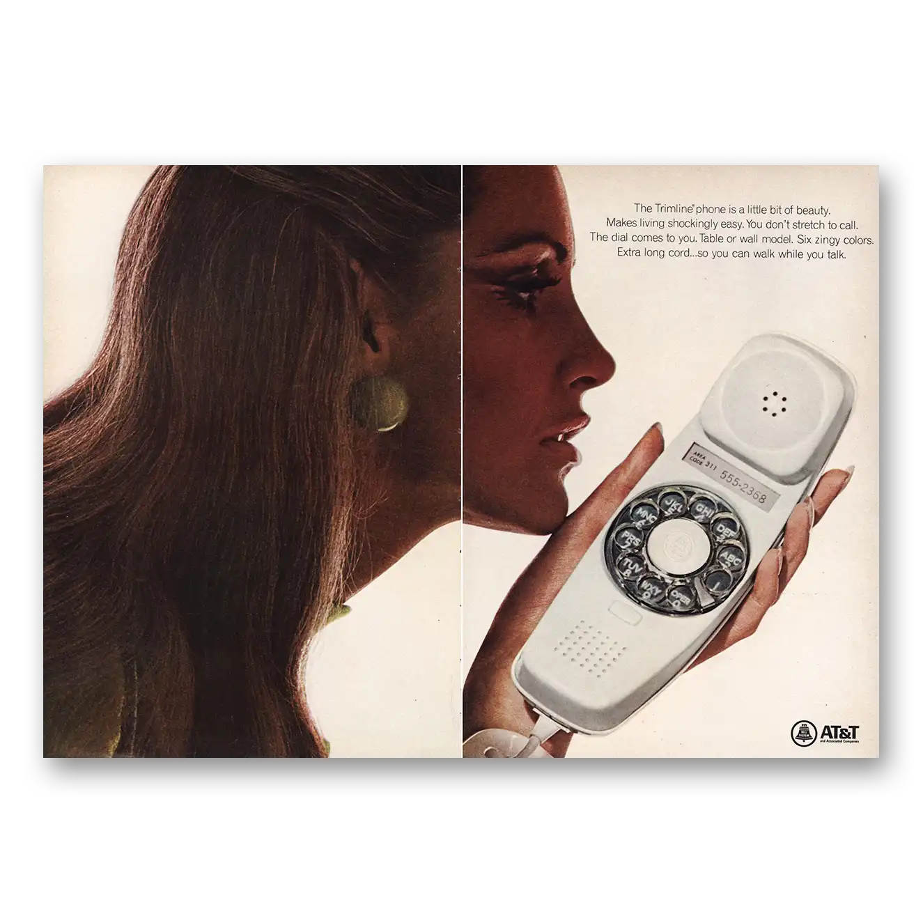 1967 AT&T Trimline Phone Little Bit of Beauty Vintage Magazine Print Ad