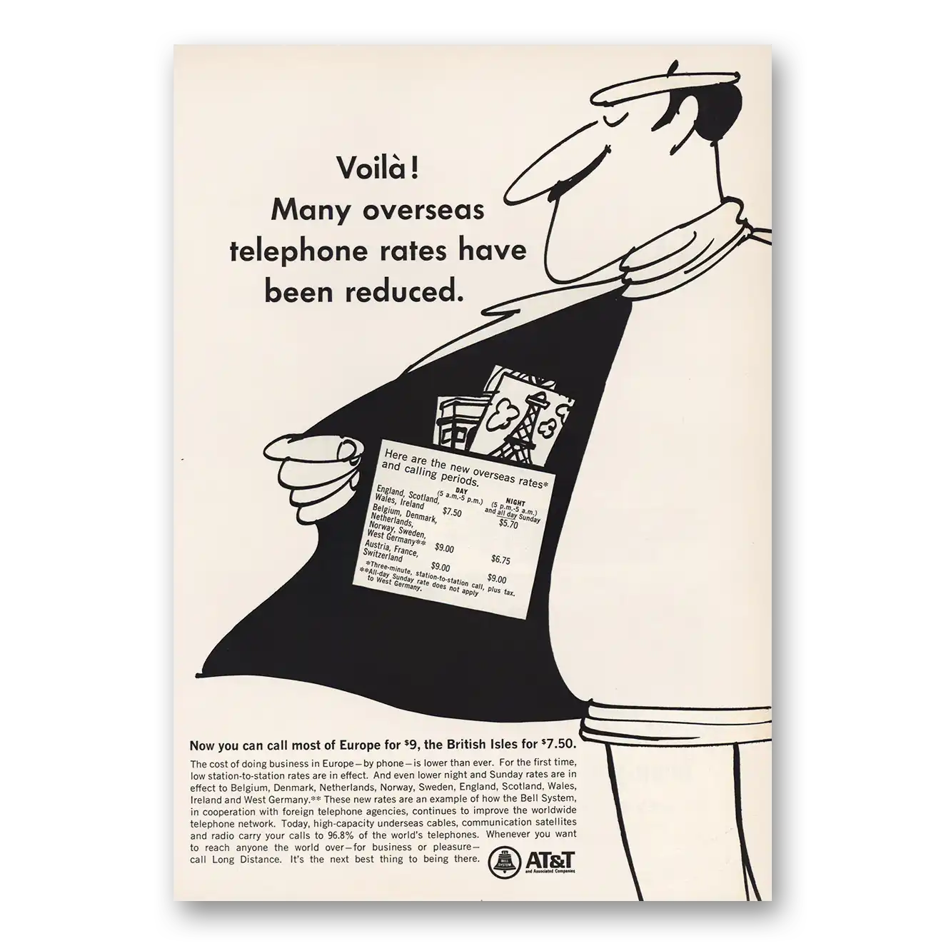 1967 AT&T Voila Overseas Telephone Vintage Magazine Print Ad