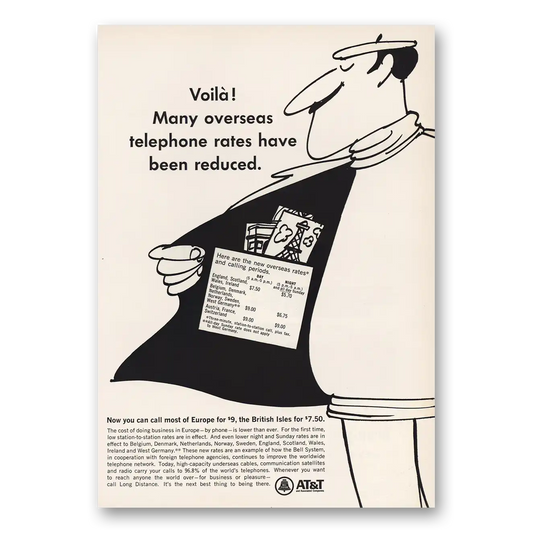 1967 AT&T Voila Overseas Telephone Vintage Magazine Print Ad