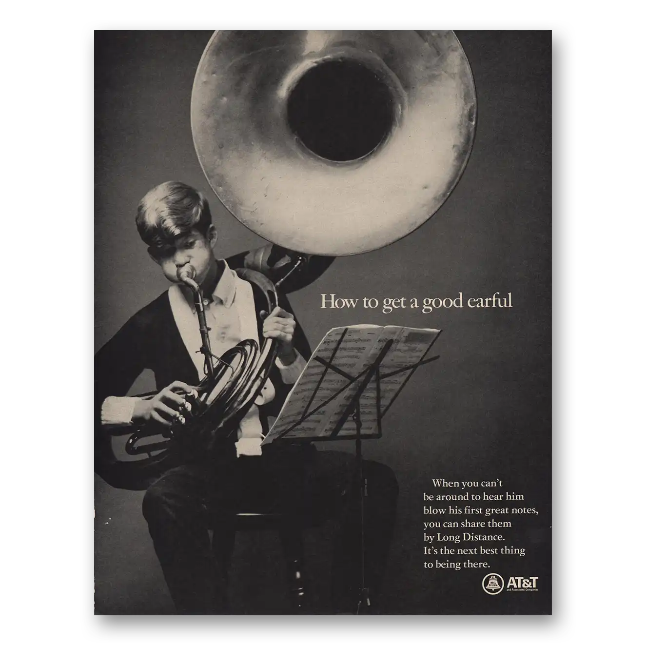 1967 AT&T How to Get a Good Earful Tuba Vintage Magazine Print Ad