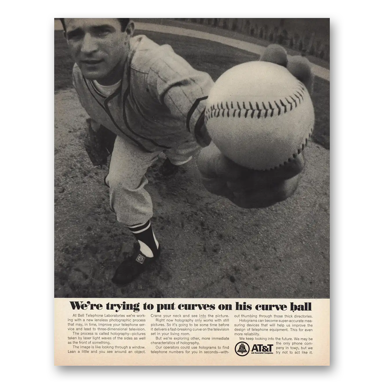 1967 AT&T Put Curves On His Curve Ball Vintage Magazine Print Ad