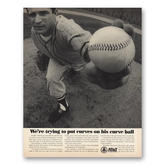 1967 AT&T Put Curves On His Curve Ball Vintage Magazine Print Ad