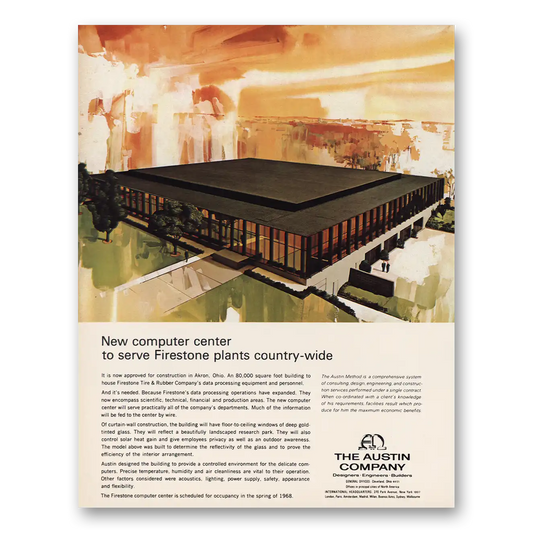 1967 Austin Company Computer Center Firestone Vintage Magazine Print Ad