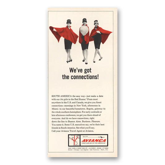 1967 Avianca Airlines We've Got Connections Vintage Magazine Print Ad