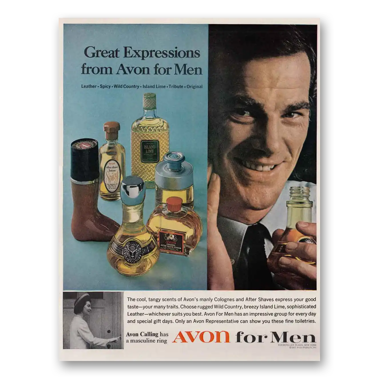 1967 Avon Avon for Men Great Expressions Vintage Magazine Print Ad