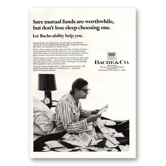 1967 Bache & Co Mutual Funds Are Worthwhile Vintage Magazine Print Ad