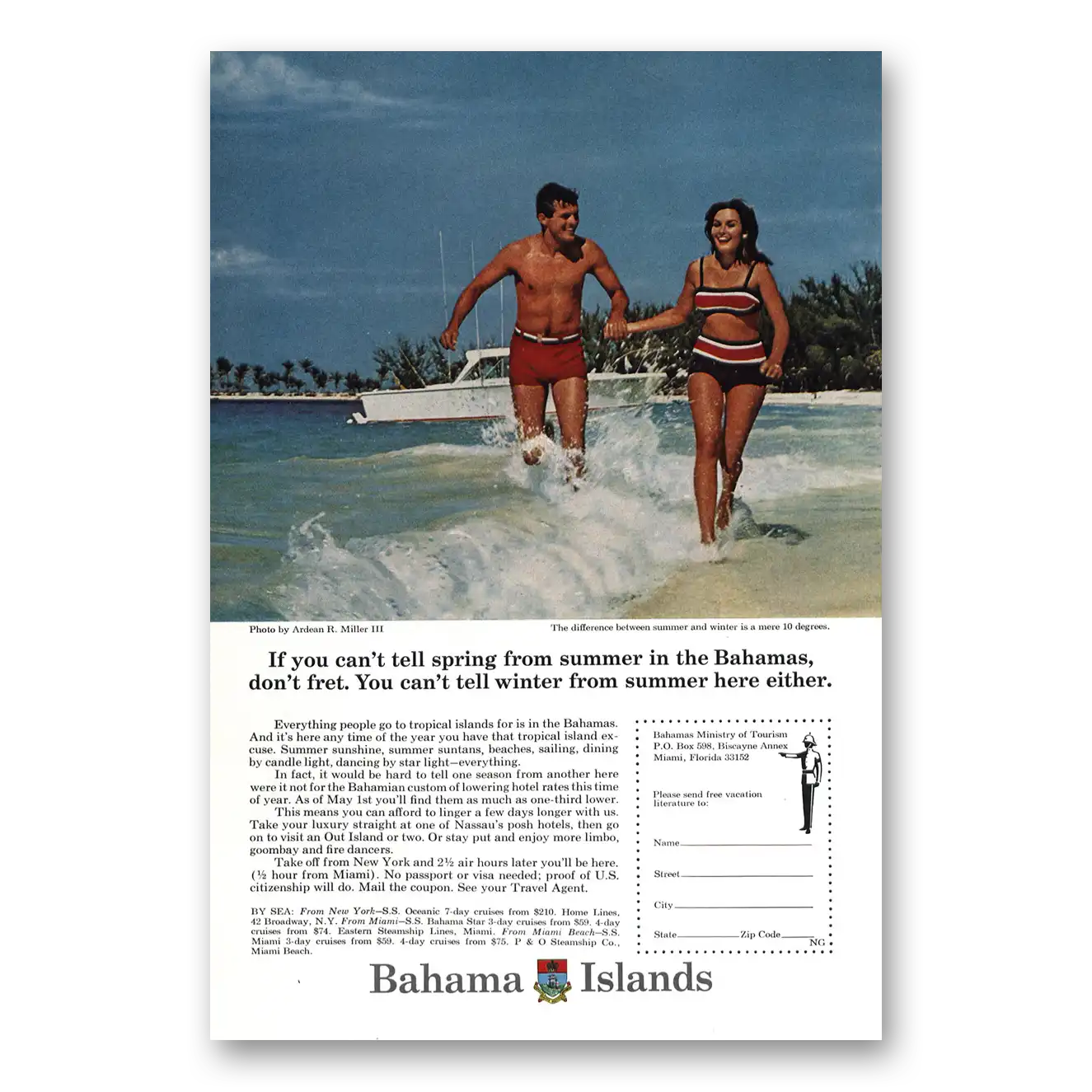 1967 Bahamas Spring from Summer Vintage Magazine Print Ad