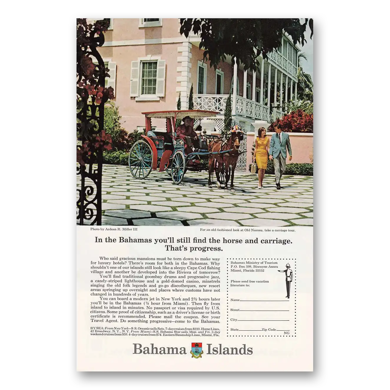 1967 Nassau Bahamas Old Nassau Vintage Magazine Print Ad