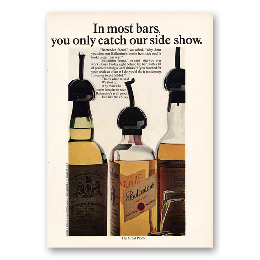 1967 Ballantines You Only Catch Our Side Show Vintage Magazine Print Ad