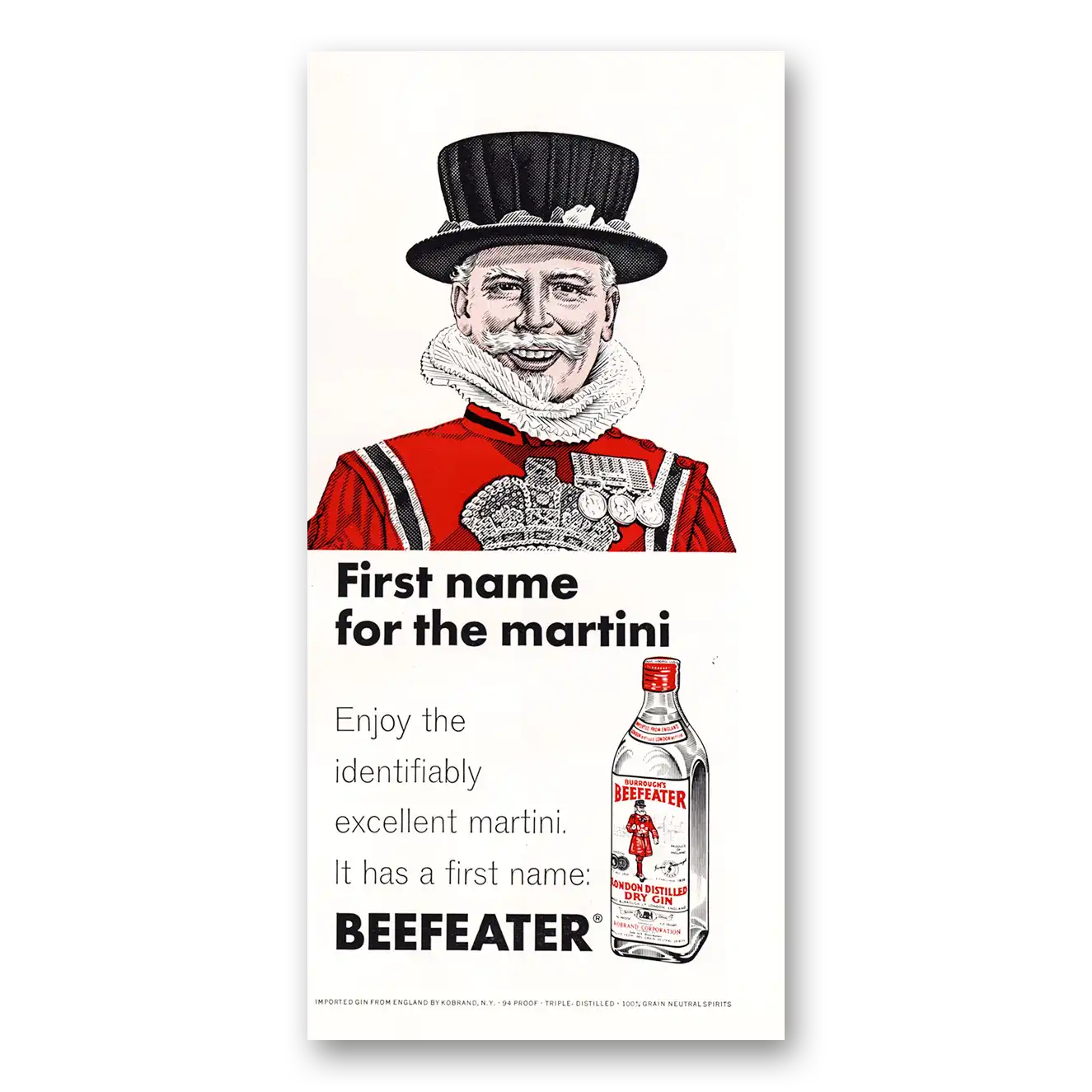 1967 Beefeater First Name for the Martini Vintage Magazine Print Ad