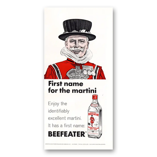 1967 Beefeater First Name for the Martini Vintage Magazine Print Ad