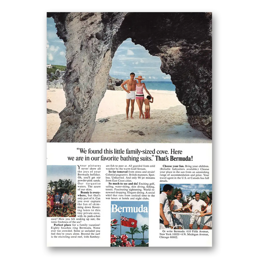 1967 Bermuda Family Sized Cove Vintage Magazine Print Ad