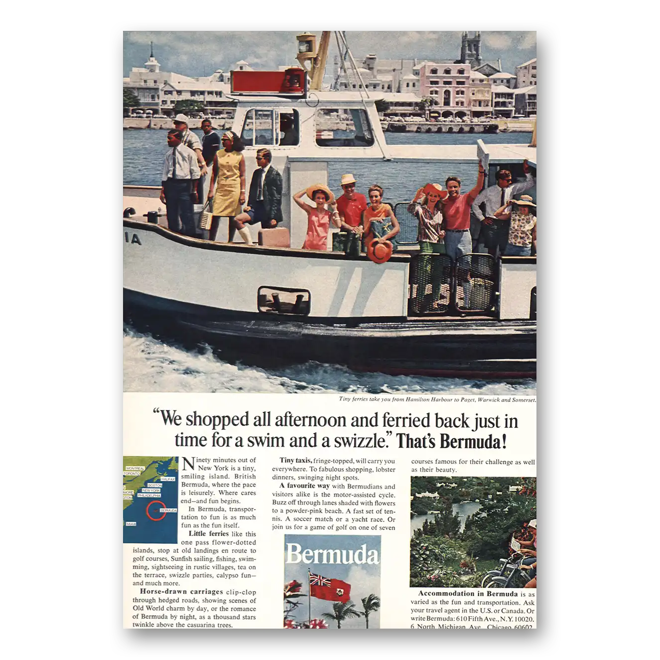 1967 Bermuda We Shopped All Afternoon Vintage Magazine Print Ad