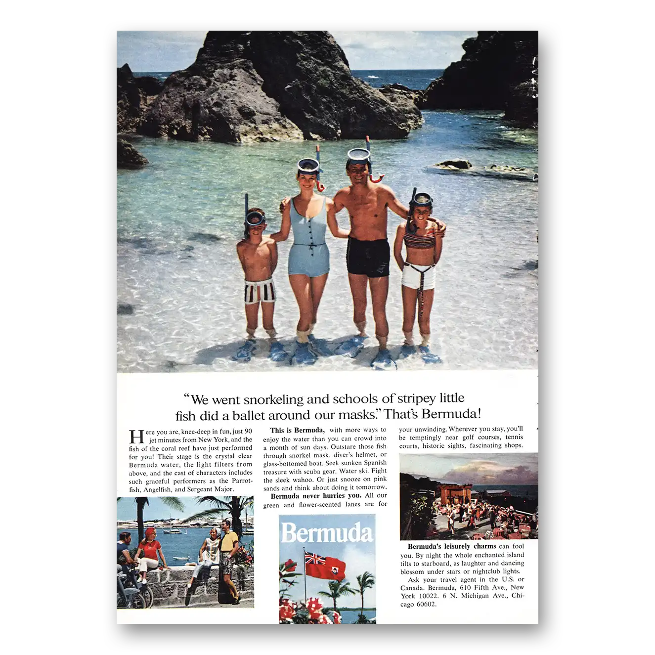 1967 Bermuda We Went Snorkeling Vintage Magazine Print Ad