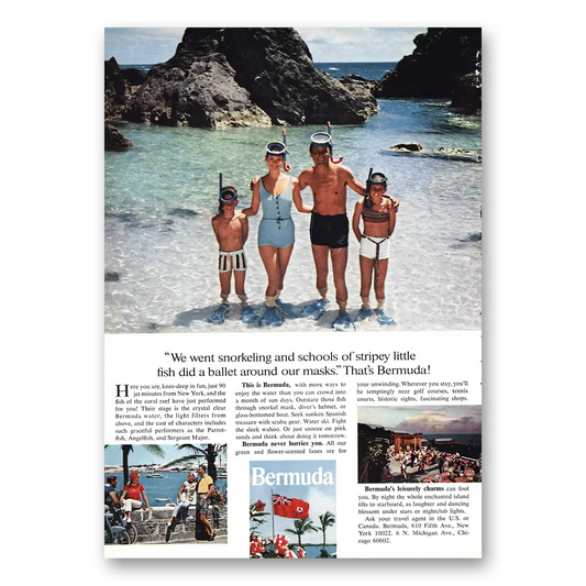 1967 Bermuda We Went Snorkeling Vintage Magazine Print Ad