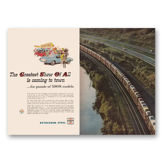 1967 Bethlehem Steel Greatest Show of All Is Coming to Town Vintage Magazine Print Ad