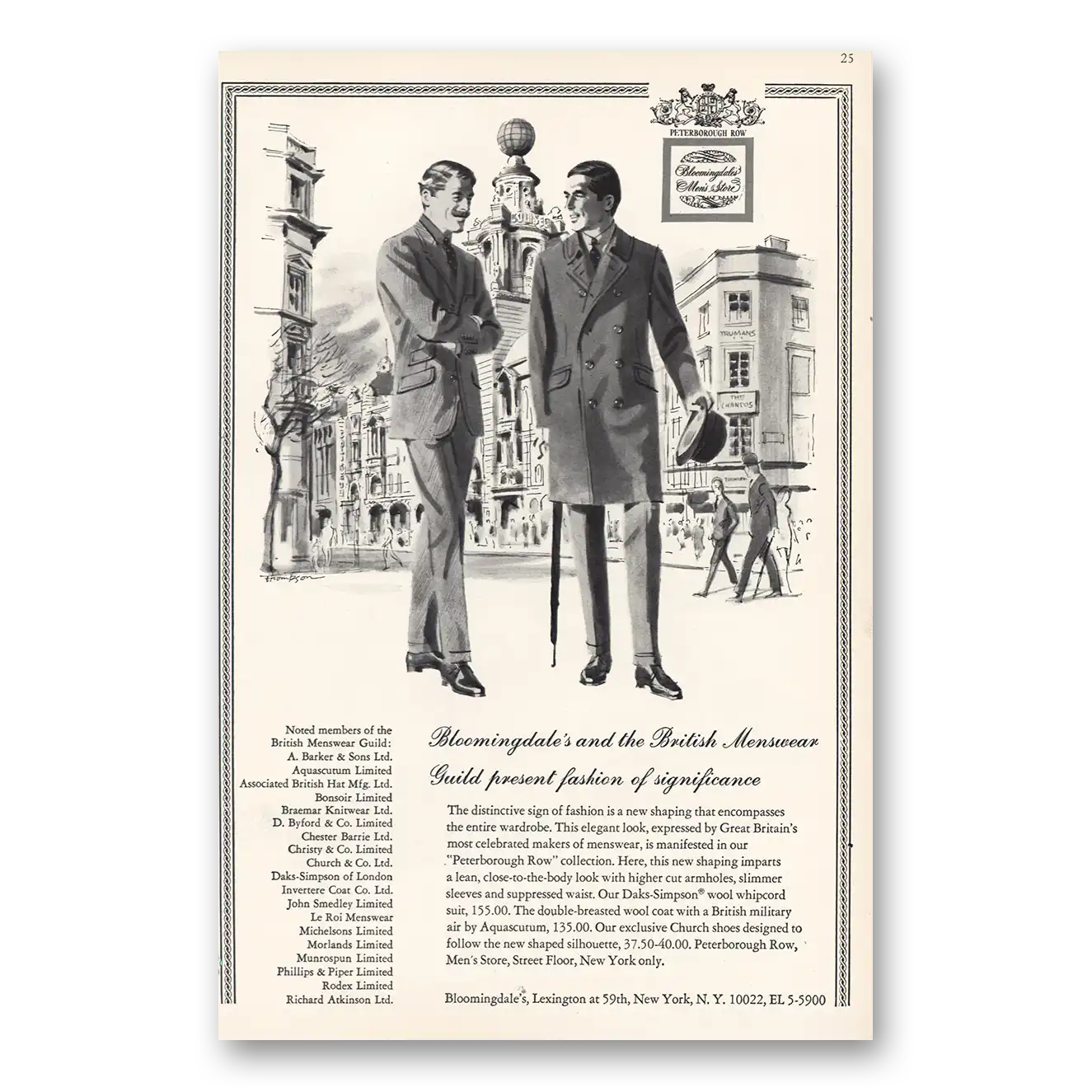 1967 Bloomingdales British Menswear Guild Vintage Magazine Print Ad