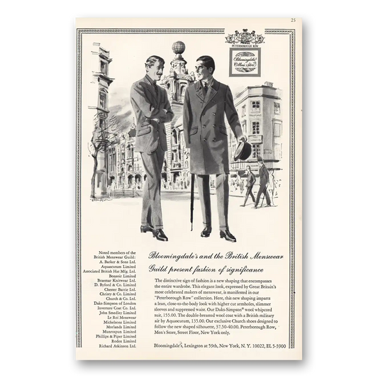 1967 Bloomingdales British Menswear Guild Vintage Magazine Print Ad