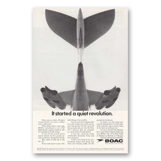 1967 British Airways BOAC Started a Quiet Revolution Vintage Magazine Print Ad