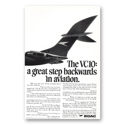 1967 British Airways BOAC VC10 Great Step Backwards Vintage Magazine Print Ad