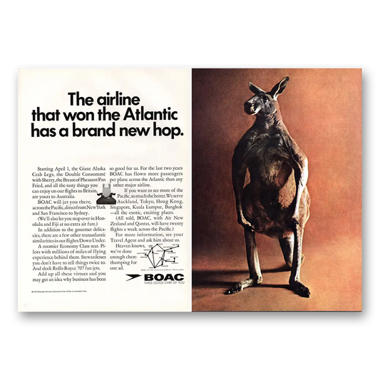 1967 British Airways BOAC Won the Atlantic Has a Brand New Hop Vintage Magazine Print Ad