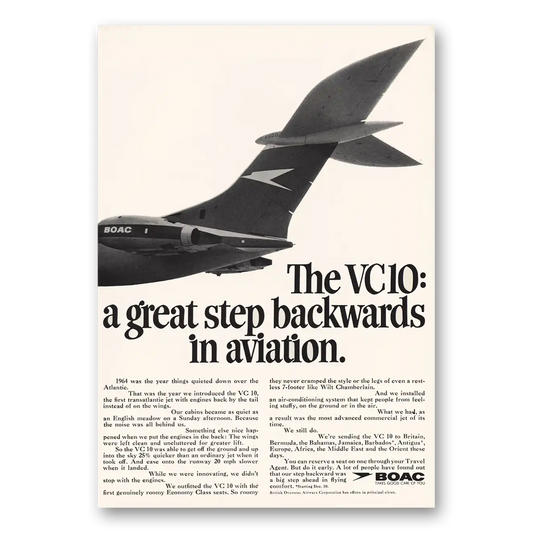 1967 BOAC Great Step Backwards In Aviation Vintage Magazine Print Ad