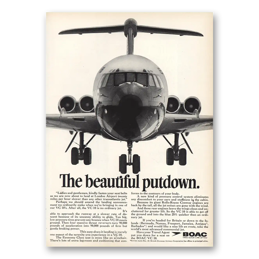 1967 British Airways BOAC The Beautiful Putdown Vintage Magazine Print Ad