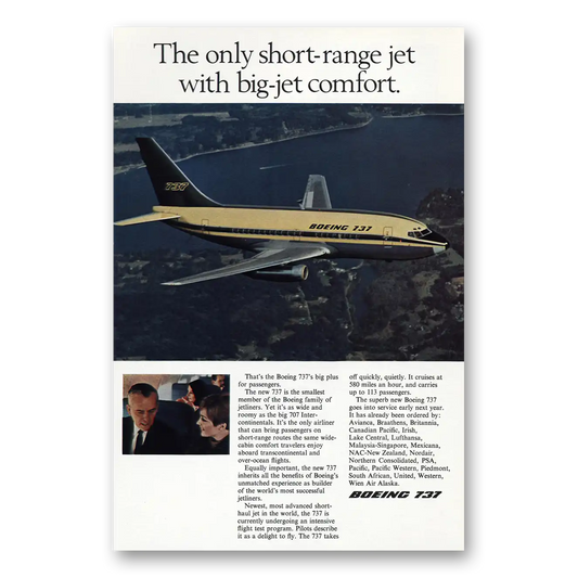 1967 Boeing Short Range Jet Big Jet Comfort Vintage Magazine Print Ad