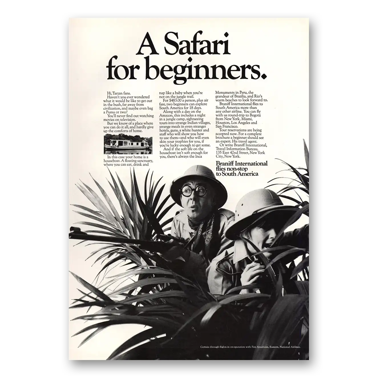 1967 Braniff International Airways Safari for Beginners Vintage Magazine Print Ad