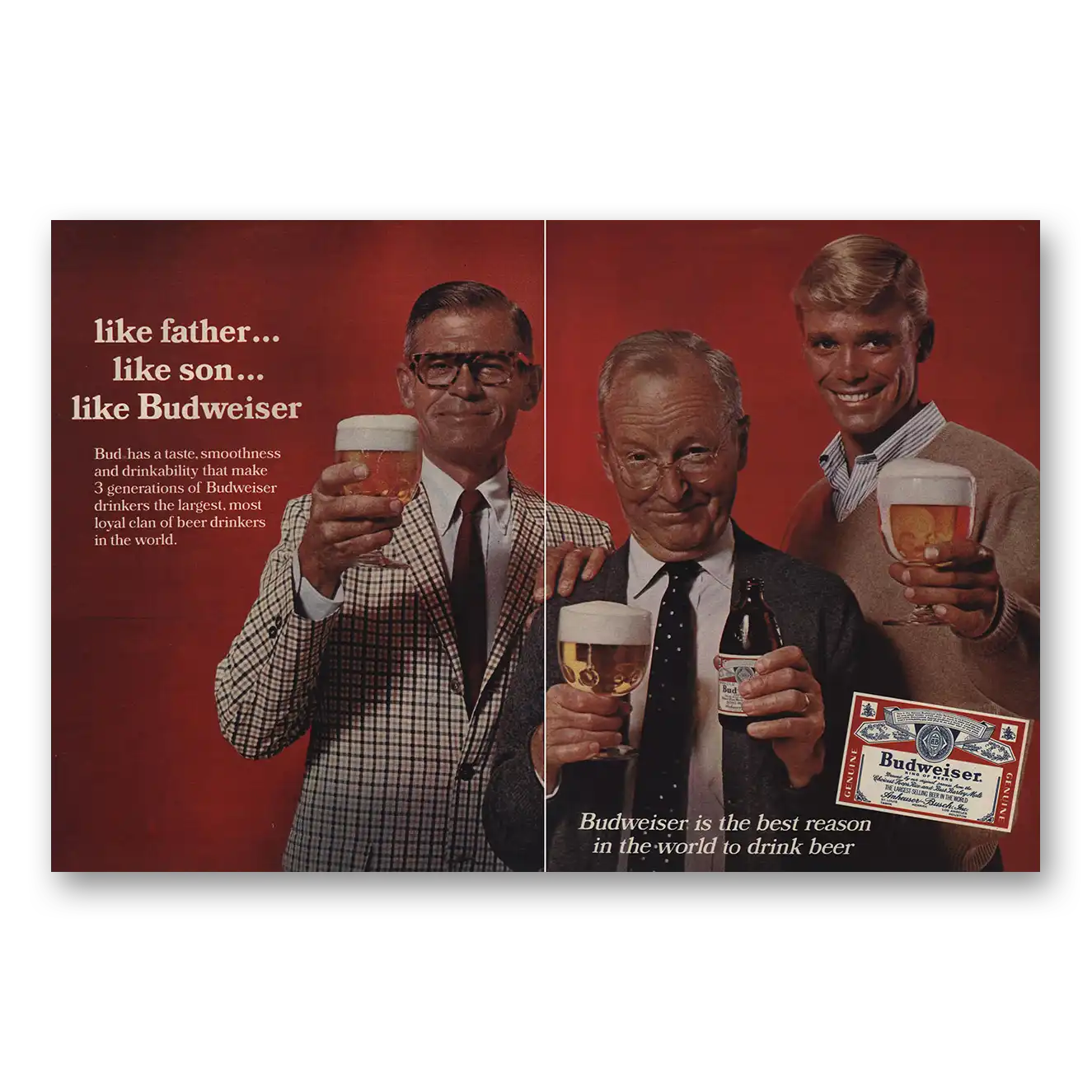 1967 Budweiser Beer Like Father Like Son Vintage Magazine Print Ad