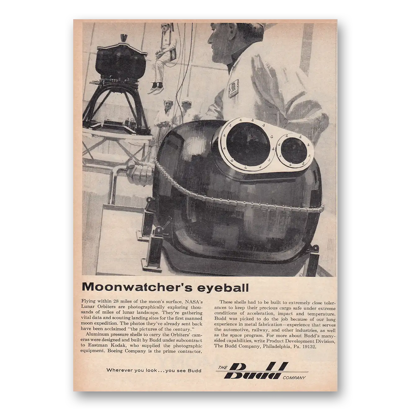 1967 Budd Moonwatchers Eyeball Vintage Magazine Print Ad