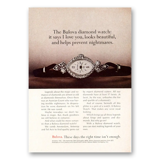 1971 Bulova Watch Diamond Watch It Says I Love You Vintage Magazine Print Ad