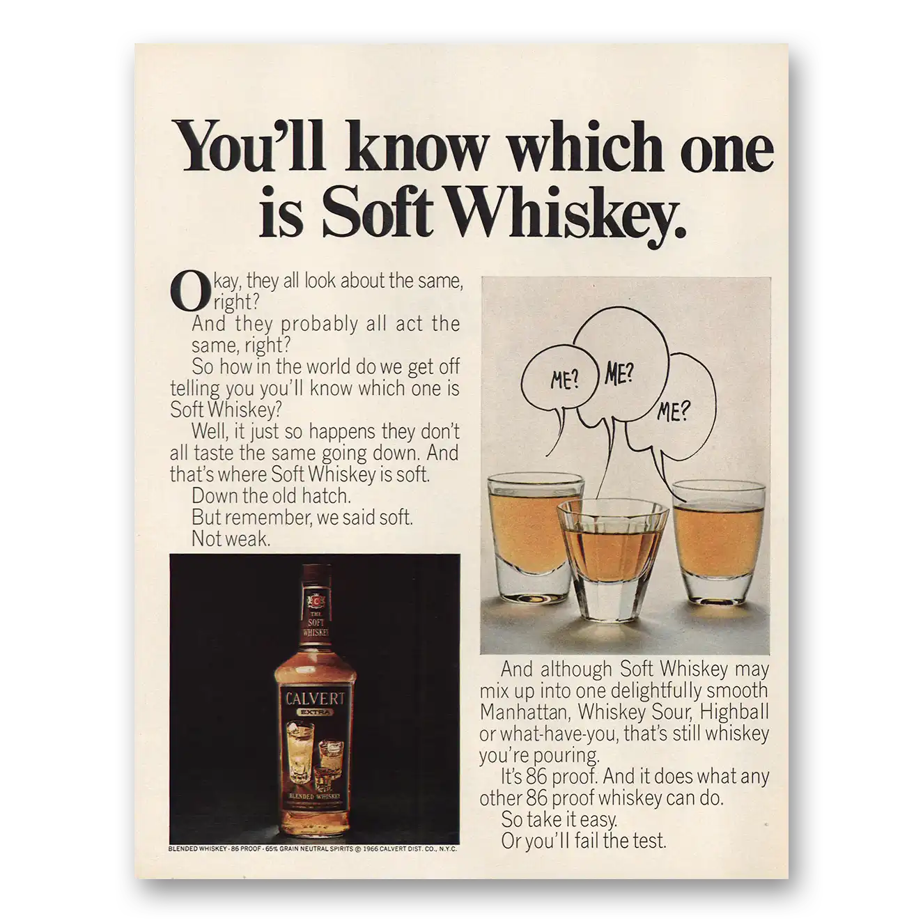 1967 Calvert Whiskey Know Which One Is Soft Vintage Magazine Print Ad