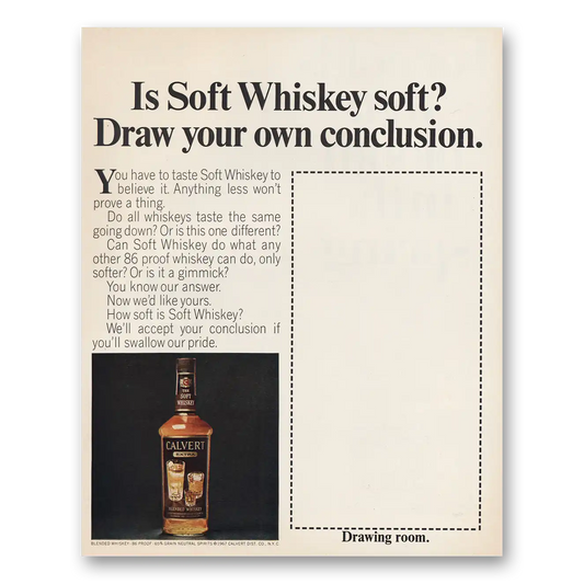 1967 Calvert Whiskey Draw Your Own Conclusion Vintage Magazine Print Ad