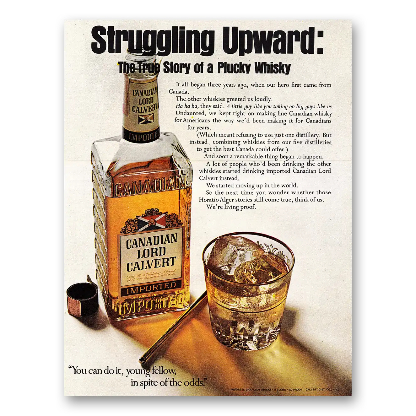 1967 Lord Calvert Canadian Struggling Upward Vintage Magazine Print Ad